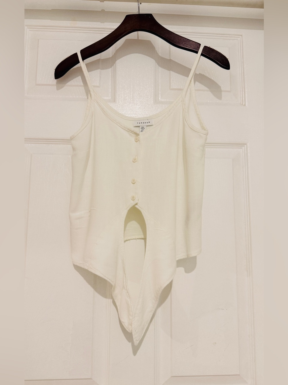 Topshop "Polly" Button-Front Tie-Hem Camisole Top